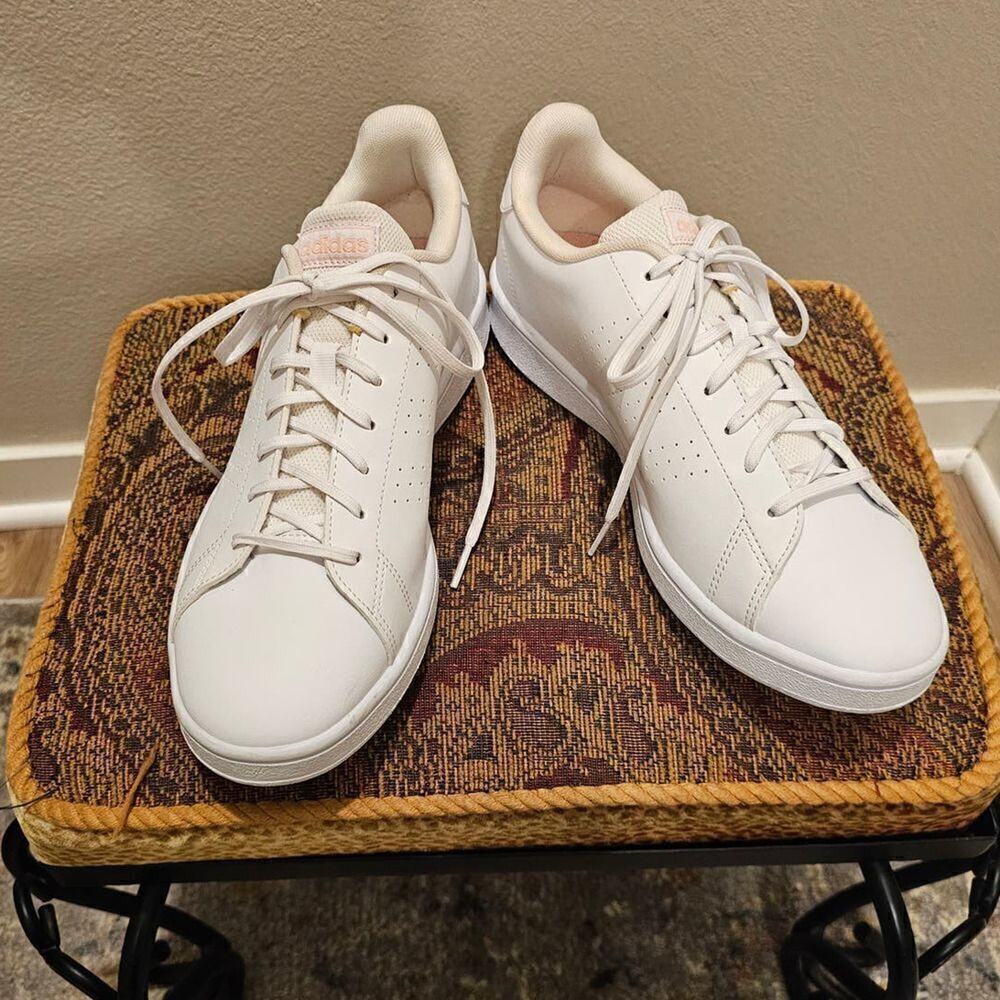 NWOT Men's Adidas White Pink Leather Sneakers Size 10